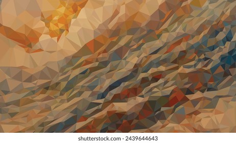 Low poly abstract colorful brown, beige, orange background, trendy, geometric, cyber polygonal wallpaper, triangle style poster