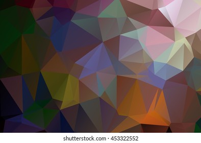 Low poly abstract dark colors background consisting of triangles. Vector art.