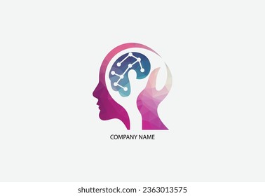  Low poly abstract digital human brain.