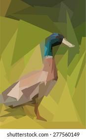 low poly abstract duck vector background 