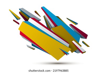 Low poly abstract form isolated on white, vector future shape design polygonal art, dimensional geometric dynamic tech theme, with mesh lines.
