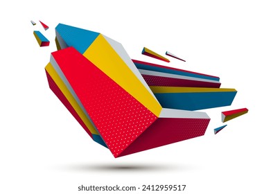 Forma abstracta de polos baja aislada en blanco, diseño de forma futura vectorial arte poligonal, temática tecnológica dinámica geométrica dimensional, con líneas de malla.
