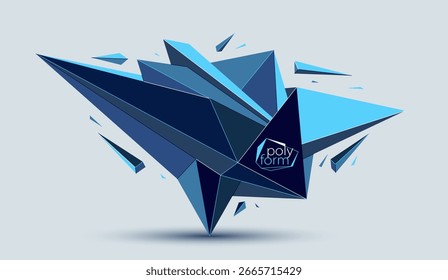 Forma abstracta polivinílica baja aislada, arte poligonal de diseño de forma futura de Vector, tema tecnológico dinámico geométrico dimensional.