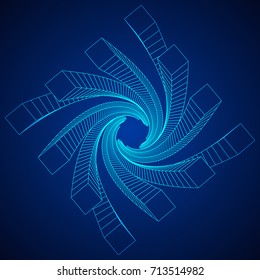 Low poly abstract futuristic architecture wireframe mesh background. Scinece and tech vector illustration.