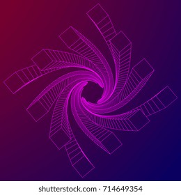 Low poly abstract futuristic architecture wireframe mesh background. Scinece and tech vector illustration.