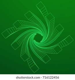 Low poly abstract futuristic architecture wireframe mesh background. Scinece and tech vector illustration.
