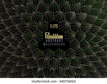 Low poly abstract geometric template background durian or spiky shape with black and gold color tone