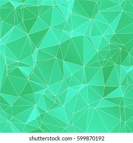 Low poly abstract green background consisting of triangles. Vector art.