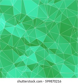Low poly abstract green background consisting of triangles. Vector art.