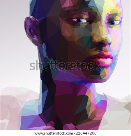 Low poly abstract portrait of a black girl