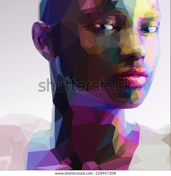 Low poly abstract\
portrait of a black girl