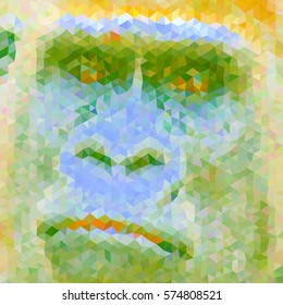 Low poly abstract portrait of gorilla