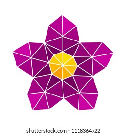 Low poly abstract purple flower shape design. Vector illustration