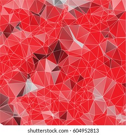 Low poly abstract red background consisting of triangles. Vector art.