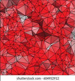 Low poly abstract red background consisting of triangles. Vector art.