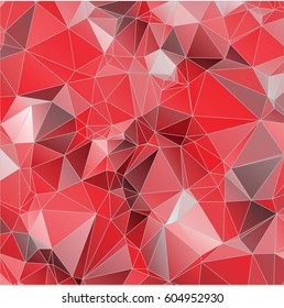 Low poly abstract red background consisting of triangles. Vector art.