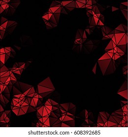Low poly abstract red and black background consisting of triangles. Vector art.