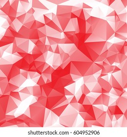 Low poly abstract red and white background consisting of triangles. Vector art.