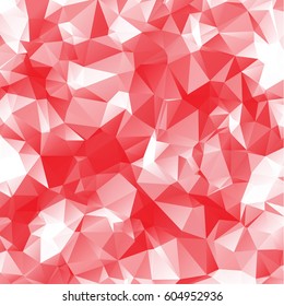 Low poly abstract red and white background consisting of triangles. Vector art.