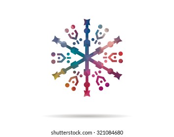 low poly abstract snowflake icon