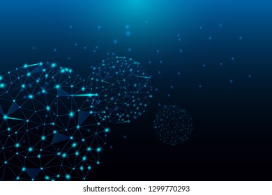 Low poly in abstract style on a dark background. Vector illustration network. Technology, science, medical concept. Modern bright design.