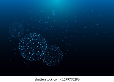 Low poly in abstract style on a dark background. Vector illustration network. Technology, science, medical concept. Modern bright design.
