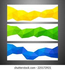 Low poly abstract triangle art color background set