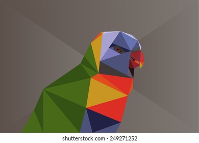 Low poly abstract vector illustration of a parrot