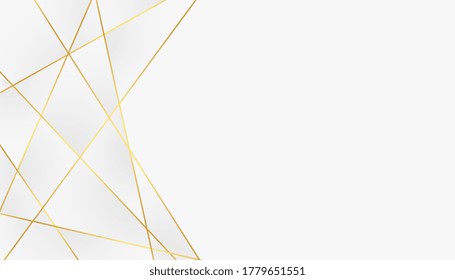low poly abstract white and golden lines background