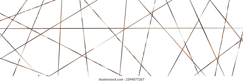Vector de fondo de líneas blancas y doradas abstractas de baja polilla. Fondo de patrón de línea aleatoria. Líneas caóticas aleatorias abstractas de fondo vectorial de patrones geométricos.