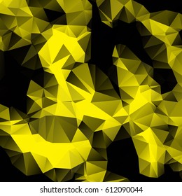 Low poly abstract yellow and black background consisting of triangles. Vector art.