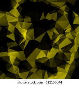 Low poly abstract yellow and black background consisting of triangles. Vector art.