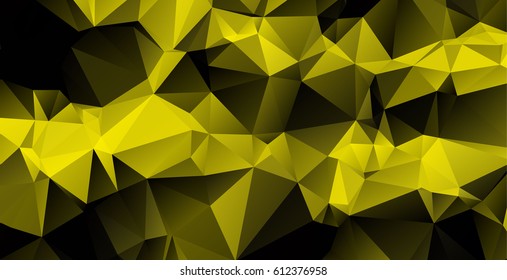 Low poly abstract yellow and black background consisting of triangles. Vector art.