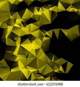 Low poly abstract yellow and black background consisting of triangles. Vector art.