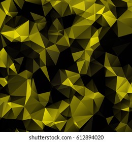 Low poly abstract yellow and black background consisting of triangles. Vector art.