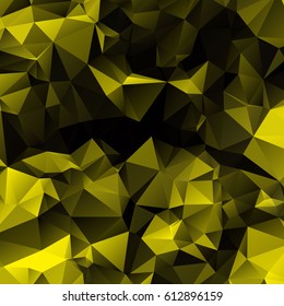 Low poly abstract yellow and black background consisting of triangles. Vector art.