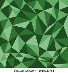 Low poly abstraction in green color, vector