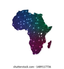 Low poly Africa continent map in geometric polygonal on white background. Vector Illustration Eps10.