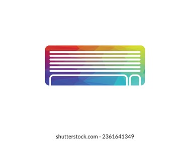 Low Poly and Air conditioner logo design, cleaning and repairing an air conditioner vector design and illustration
