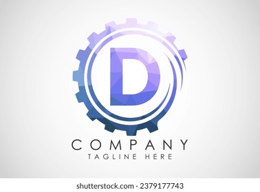 Low-Poly-Alphabet D in einer Zahnspirale. Logo-Design des Zahntechnikers. Polygonales Logo für die Automobilindustrie