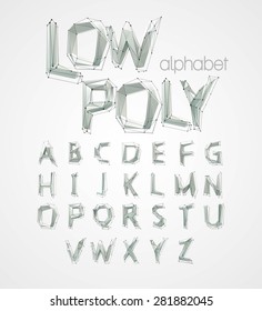 low poly alphabet font. Vector illustration EPS 10