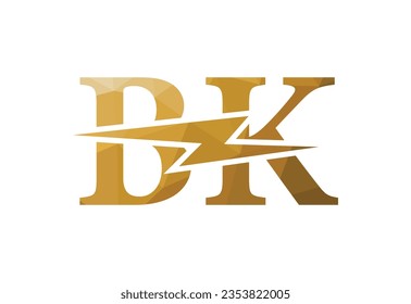 Low Poly and Alphabet initial BK letter logo design, Vector design template
