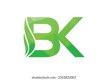 Low Poly and Alphabet initial BK letter logo design, Vector design template
