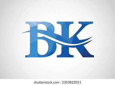 Diseño de logotipo de letra BK inicial de bajo contenido de poly y alfabeto, plantilla de diseño de vectores

