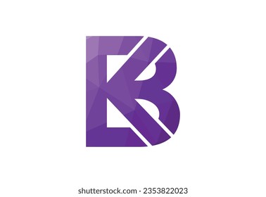 Low Poly and Alphabet initial BK letter logo design, Vector design template
