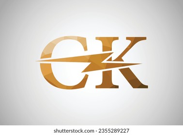 Low Poly and Alphabet initial CK letter logo design, Vector design template