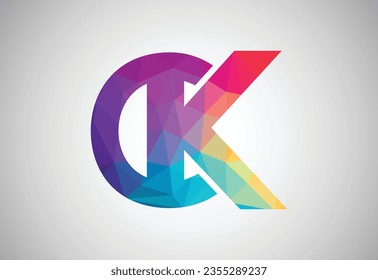 Low Poly and Alphabet initial CK letter logo design, Vector design template