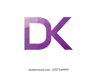 Low Poly and Alphabet initial DK letter logo design, Vector design template
