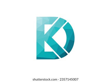 Low Poly and Alphabet initial DK letter logo design, Vector design template
