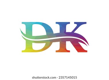 Low Poly and Alphabet initial DK letter logo design, Vector design template
